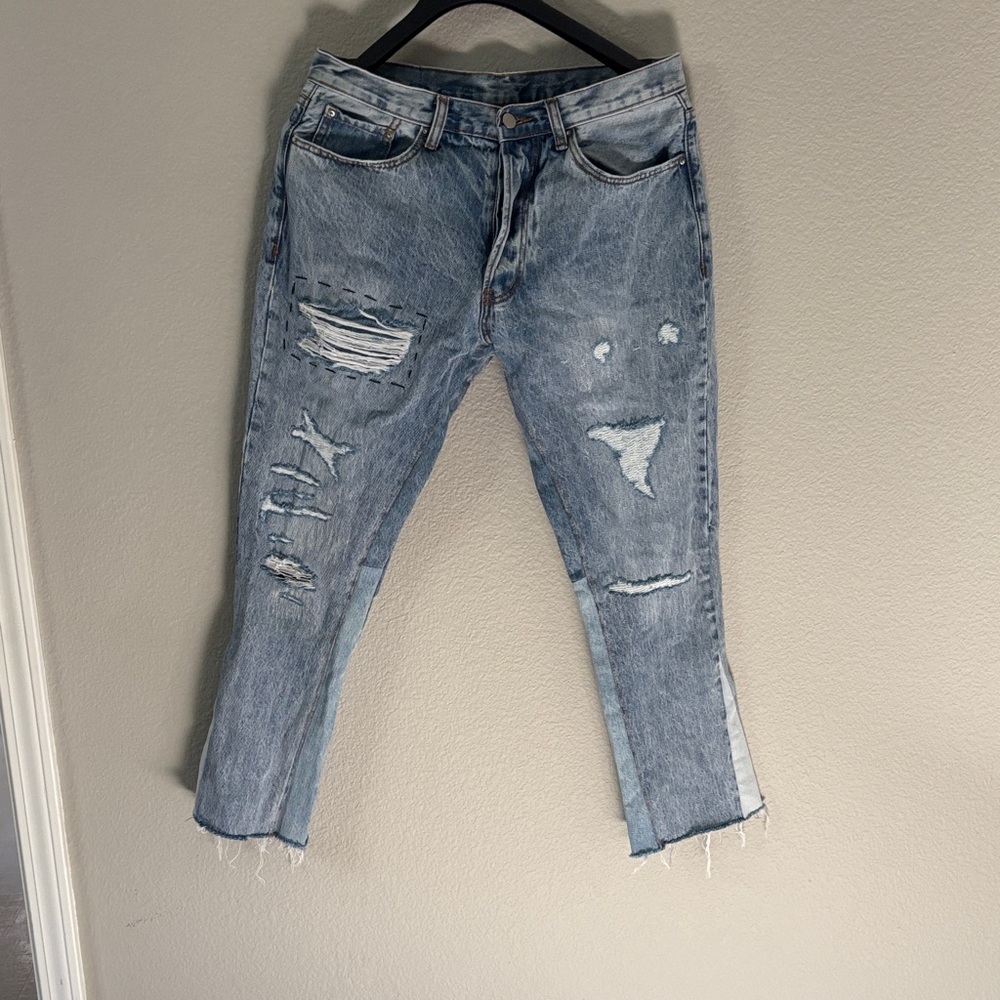 Distressed Blue Skinny Jeans
